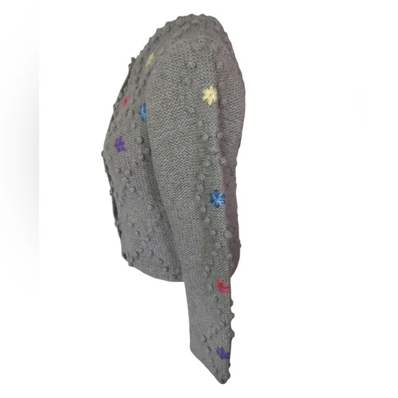 Orvis 100% Shetland wool Cardigan floral design - Picture 4 of 10